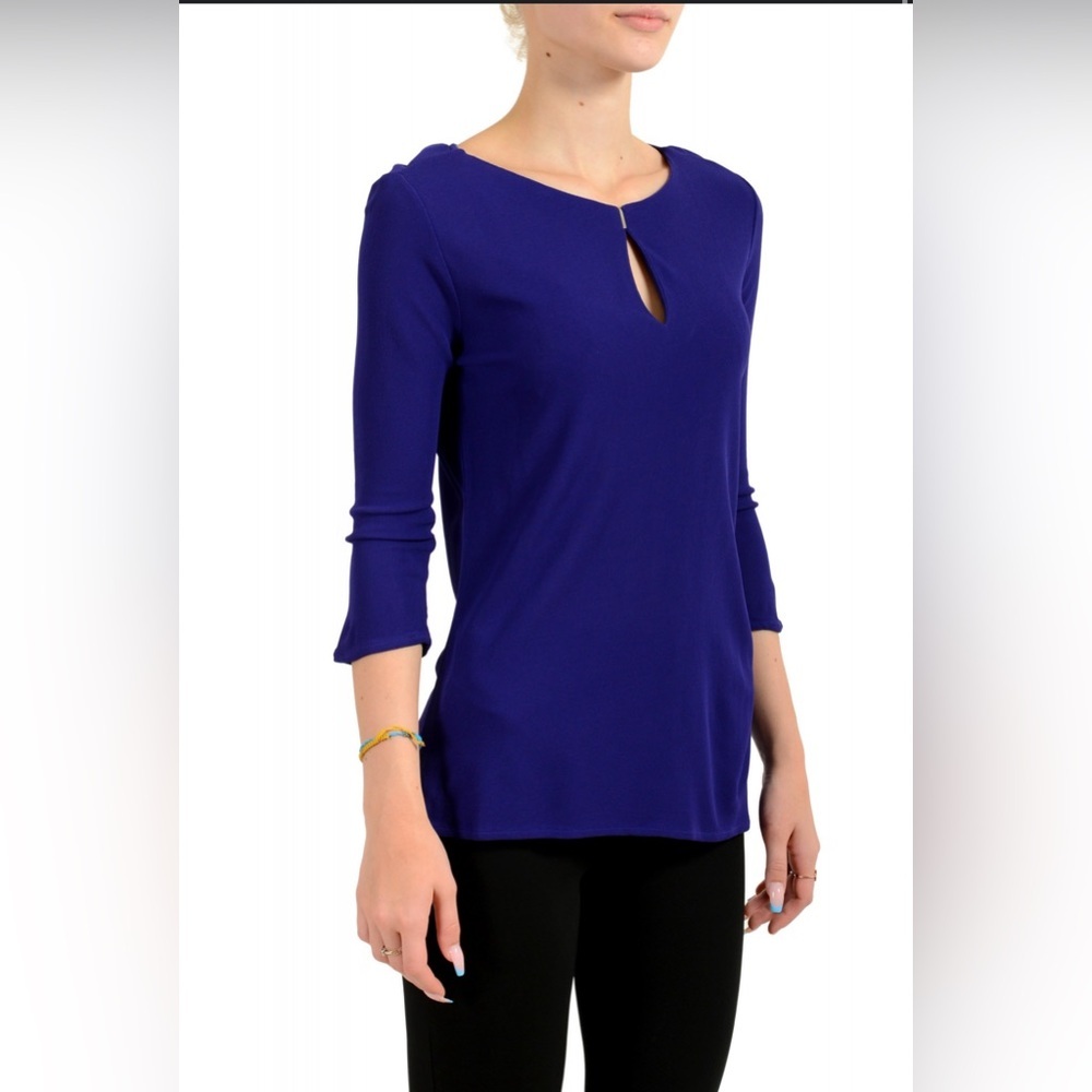 Hugo Boss Women's "Epina" navy blue 3/4‎ Sleeve Blouse Top M